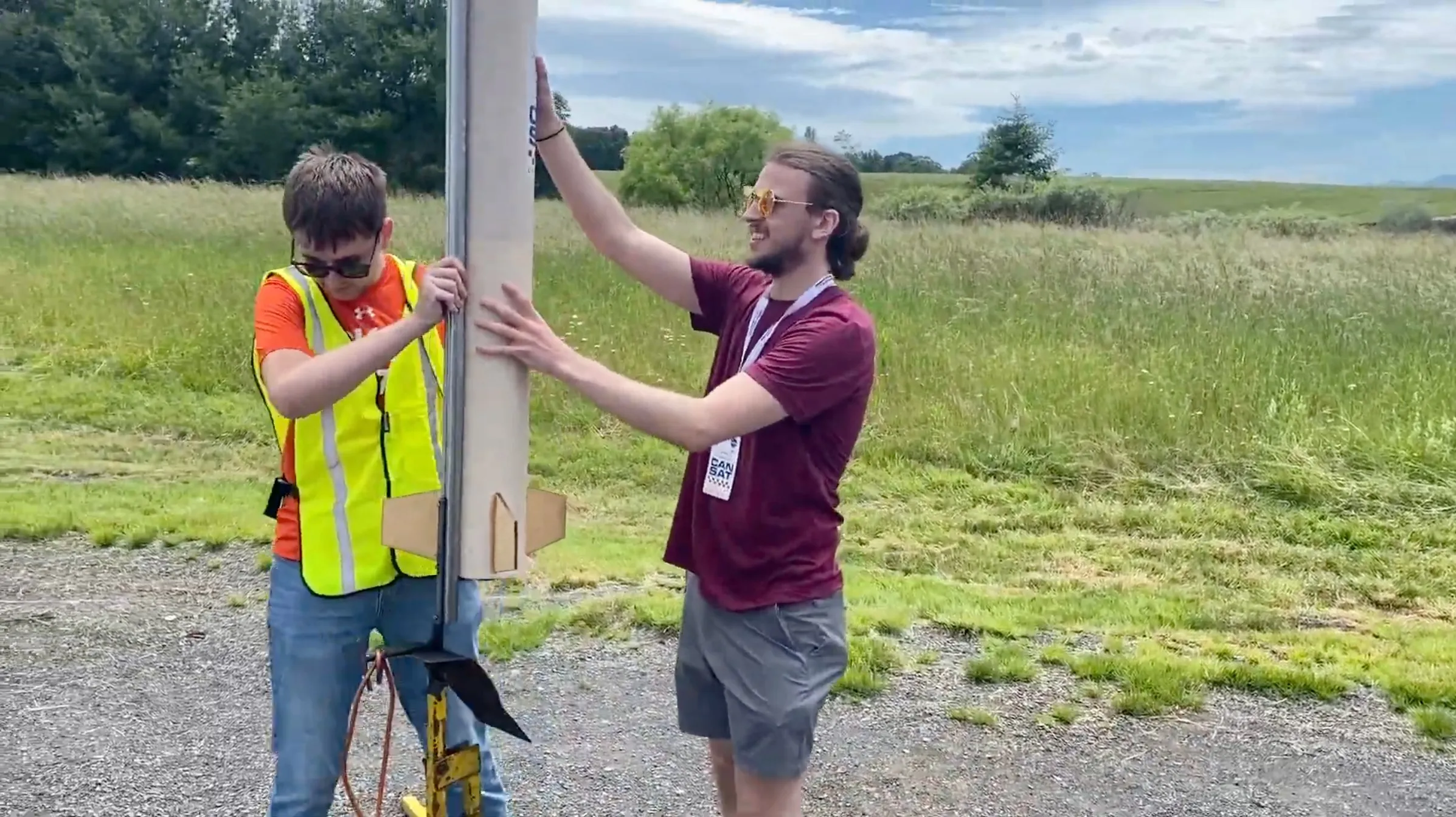 Team setting up launch rail